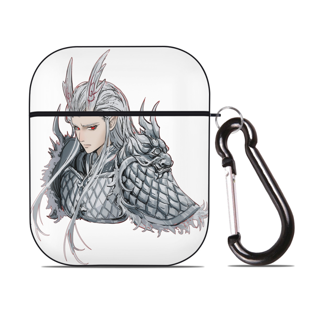 （画像用） Ne Zha 2 ナタ 魔童の大暴れ AirPods 第2世代保護ケース ハードシェル ブラック 耐衝撃・防指紋・カラビナ付き