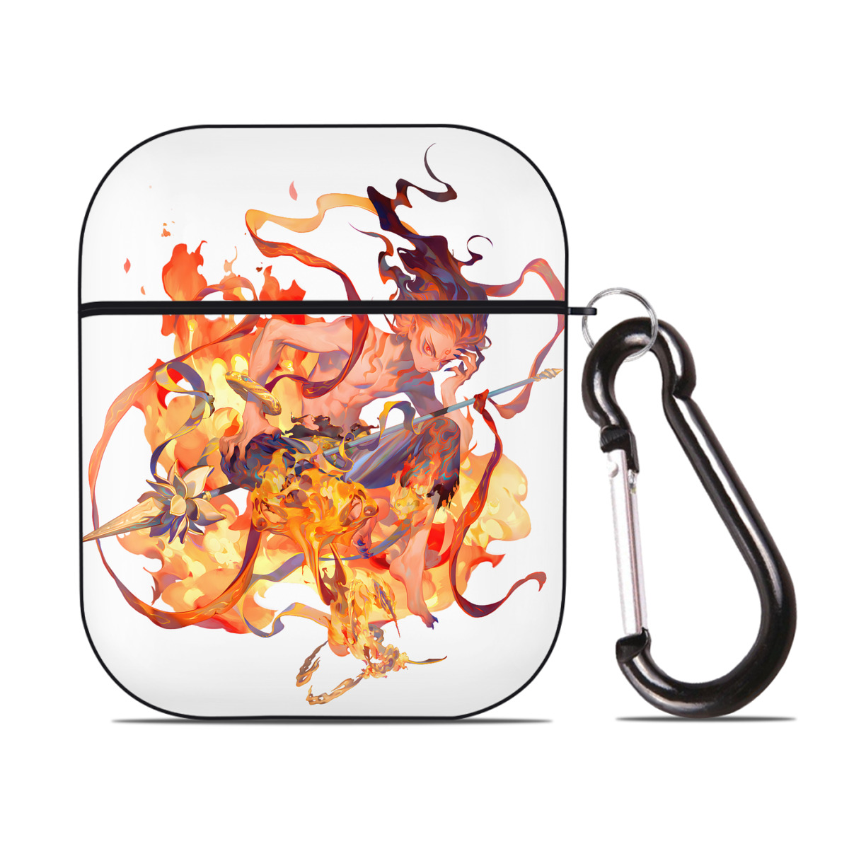 （画像用） Ne Zha 2 ナタ 魔童の大暴れ AirPods 第2世代保護ケース ハードシェル ブラック 耐衝撃・防指紋・カラビナ付き