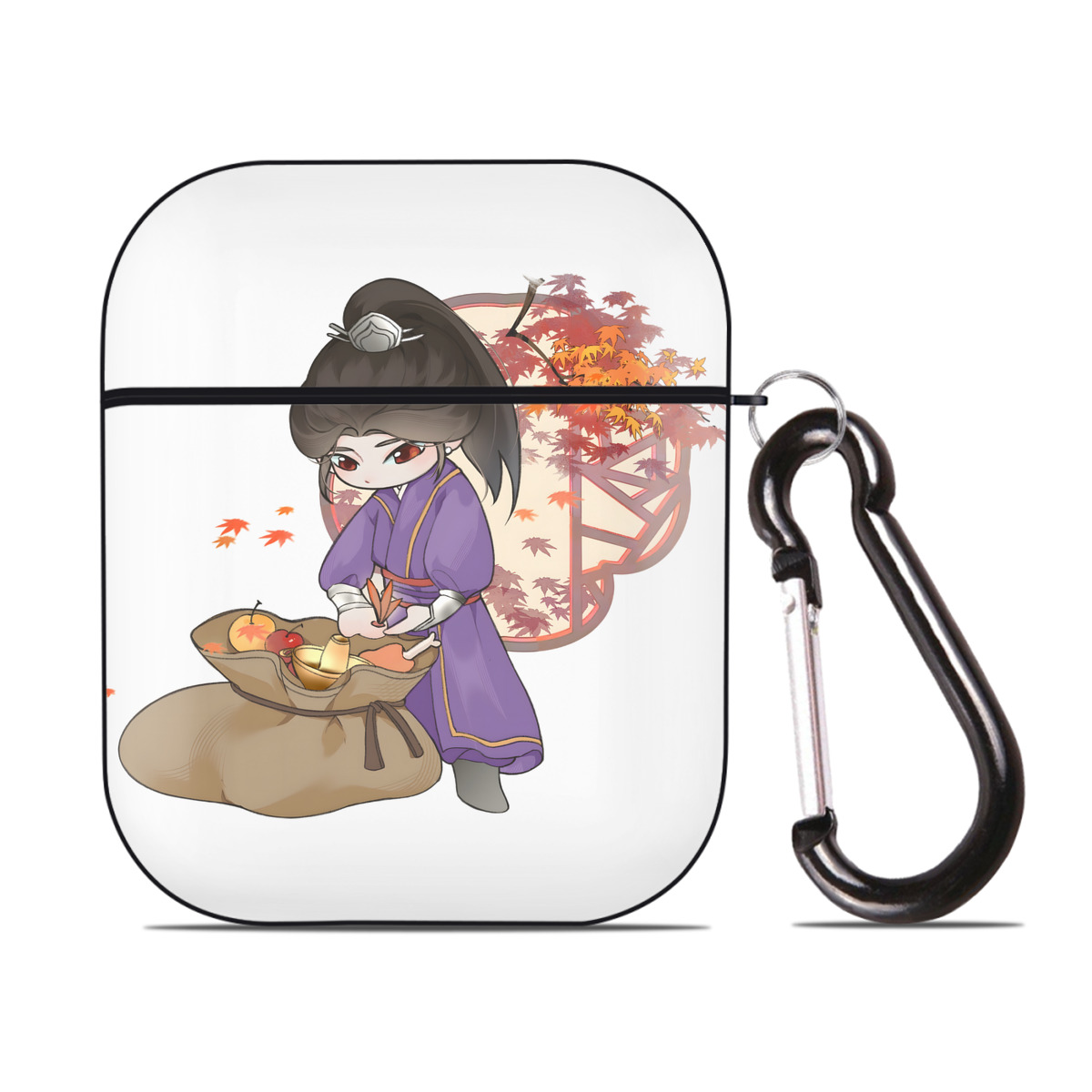 （画像用） Ne Zha 2 ナタ 魔童の大暴れ AirPods 第2世代保護ケース ハードシェル ブラック 耐衝撃・防指紋・カラビナ付き