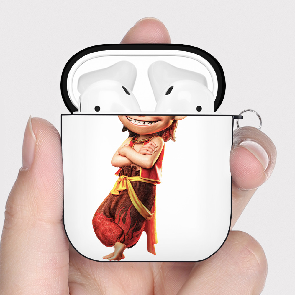（画像用） Ne Zha 2 ナタ 魔童の大暴れ AirPods 第2世代保護ケース ハードシェル ブラック 耐衝撃・防指紋・カラビナ付き