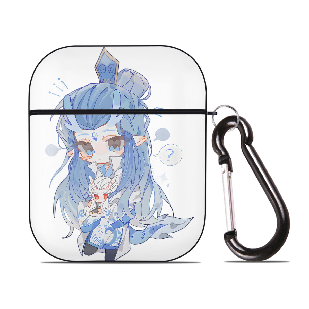 （画像用） Ne Zha 2 ナタ 魔童の大暴れ AirPods 第2世代保護ケース ハードシェル ブラック 耐衝撃・防指紋・カラビナ付き