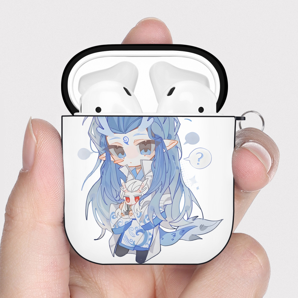 （画像用） Ne Zha 2 ナタ 魔童の大暴れ AirPods 第2世代保護ケース ハードシェル ブラック 耐衝撃・防指紋・カラビナ付き