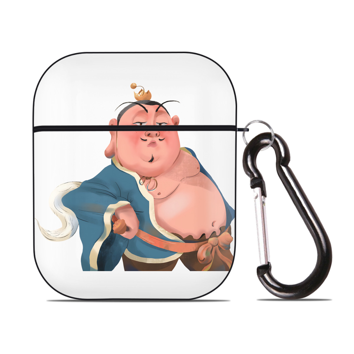 （画像用） Ne Zha 2 ナタ 魔童の大暴れ AirPods 第2世代保護ケース ハードシェル ブラック 耐衝撃・防指紋・カラビナ付き