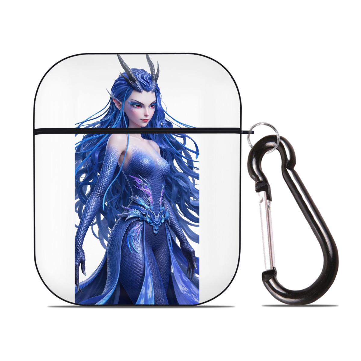 （画像用） Ne Zha 2 ナタ 魔童の大暴れ AirPods 第2世代保護ケース ハードシェル ブラック 耐衝撃・防指紋・カラビナ付き