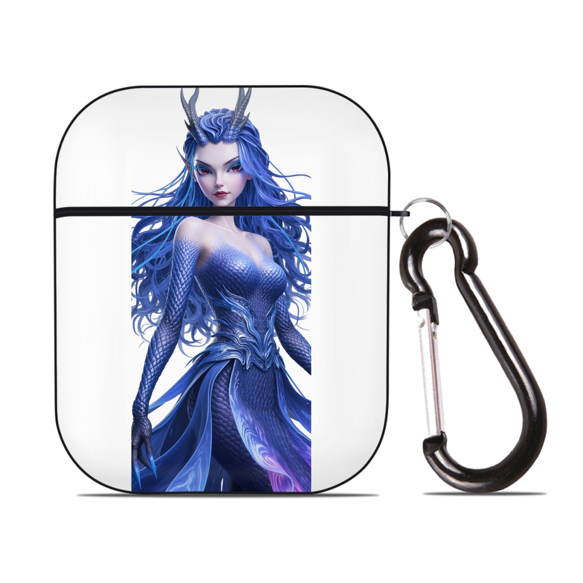 （画像用） Ne Zha 2 ナタ 魔童の大暴れ AirPods 第2世代保護ケース ハードシェル ブラック 耐衝撃・防指紋・カラビナ付き