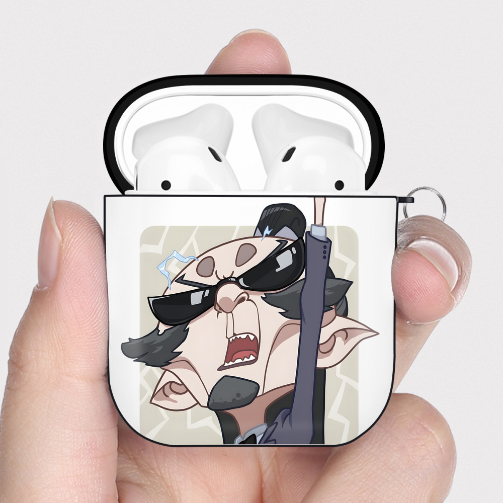 （画像用） Ne Zha 2 ナタ 魔童の大暴れ AirPods 第2世代保護ケース ハードシェル ブラック 耐衝撃・防指紋・カラビナ付き