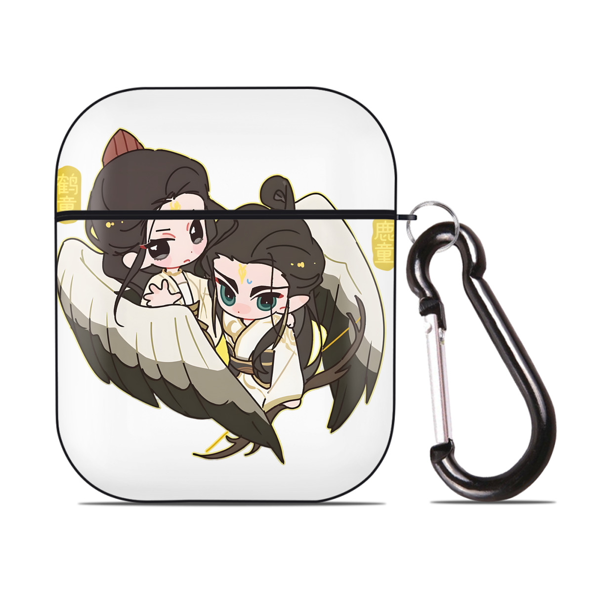 （画像用） Ne Zha 2 ナタ 魔童の大暴れ AirPods 第2世代保護ケース ハードシェル ブラック 耐衝撃・防指紋・カラビナ付き