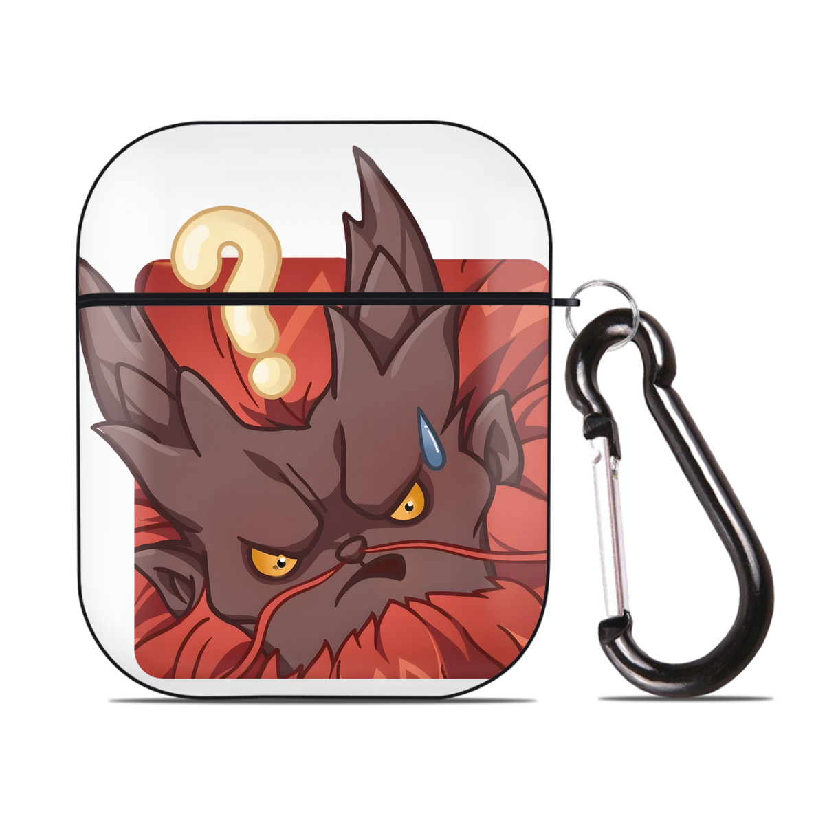 （画像用） Ne Zha 2 ナタ 魔童の大暴れ AirPods 第2世代保護ケース ハードシェル ブラック 耐衝撃・防指紋・カラビナ付き