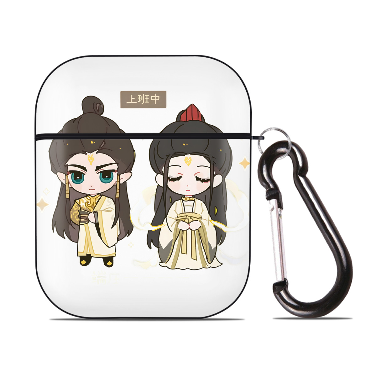 （画像用） Ne Zha 2 ナタ 魔童の大暴れ AirPods 第2世代保護ケース ハードシェル ブラック 耐衝撃・防指紋・カラビナ付き