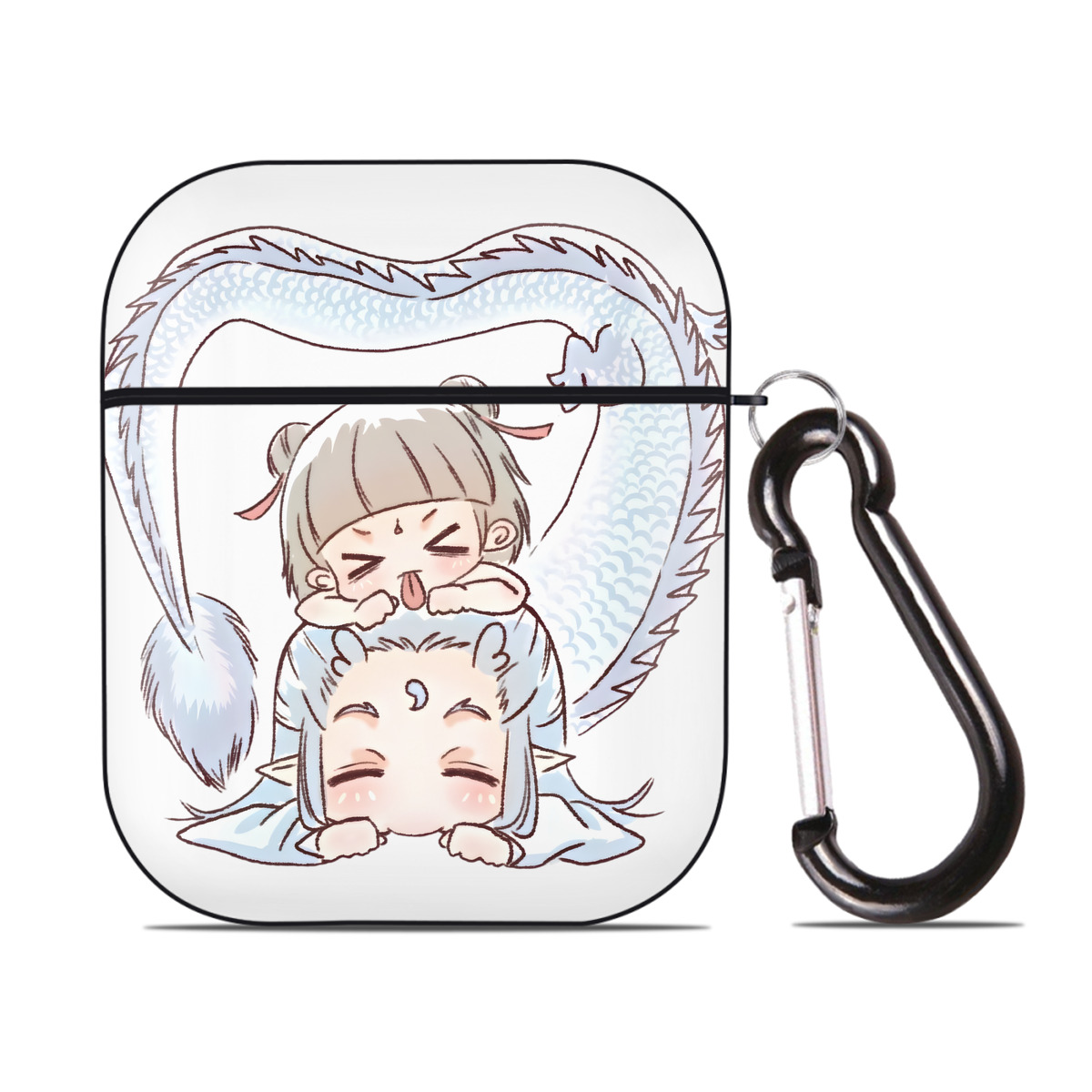 （画像用） Ne Zha 2 ナタ 魔童の大暴れ AirPods 第2世代保護ケース ハードシェル ブラック 耐衝撃・防指紋・カラビナ付き