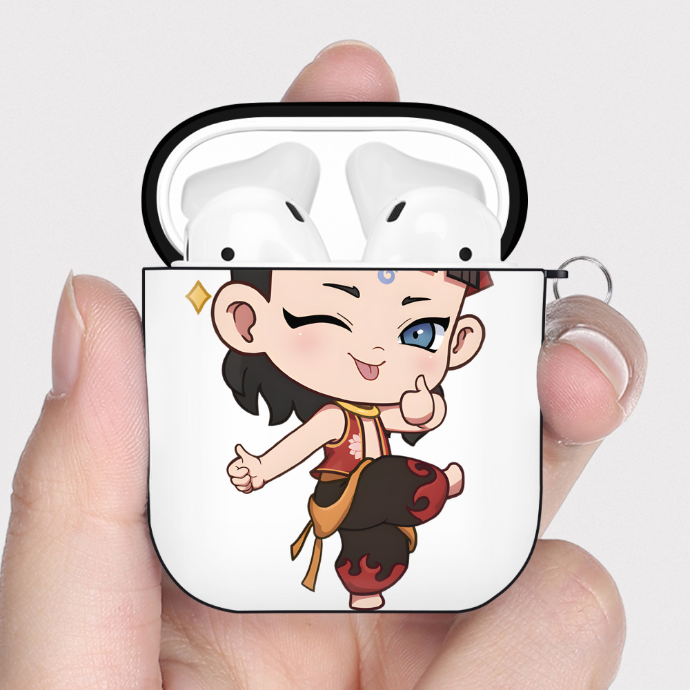（画像用） Ne Zha 2 ナタ 魔童の大暴れ AirPods 第2世代保護ケース ハードシェル ブラック 耐衝撃・防指紋・カラビナ付き