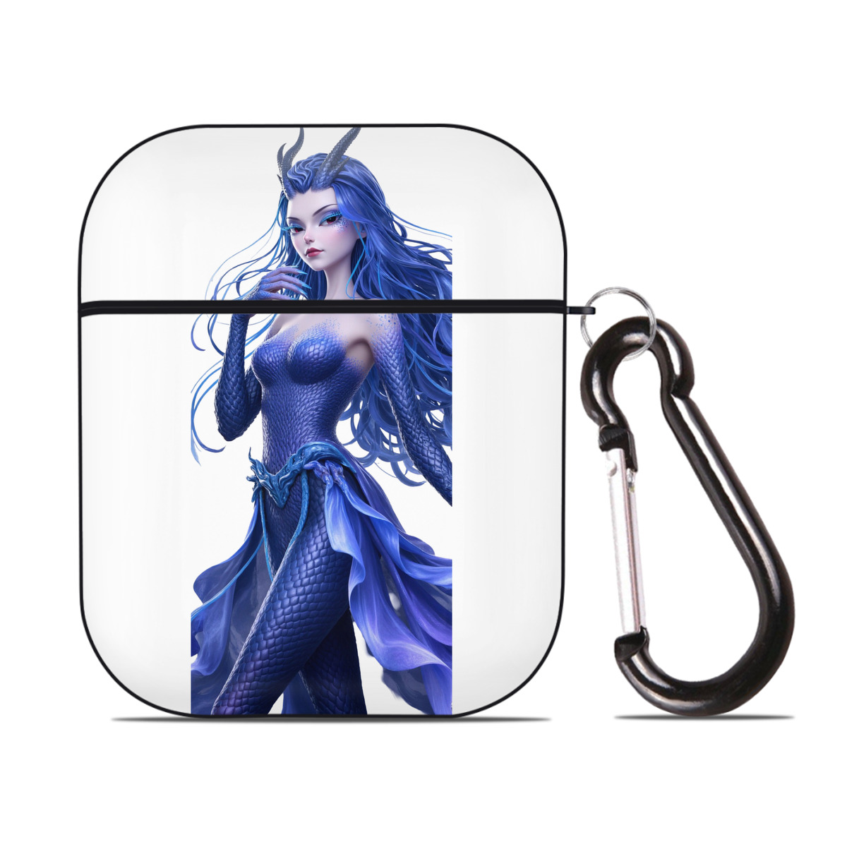 （画像用） Ne Zha 2 ナタ 魔童の大暴れ AirPods 第2世代保護ケース ハードシェル ブラック 耐衝撃・防指紋・カラビナ付き