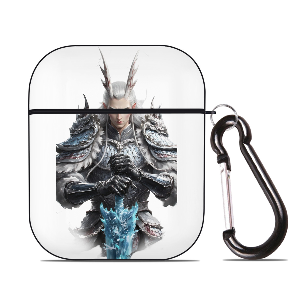 （画像用） Ne Zha 2 ナタ 魔童の大暴れ AirPods 第2世代保護ケース ハードシェル ブラック 耐衝撃・防指紋・カラビナ付き