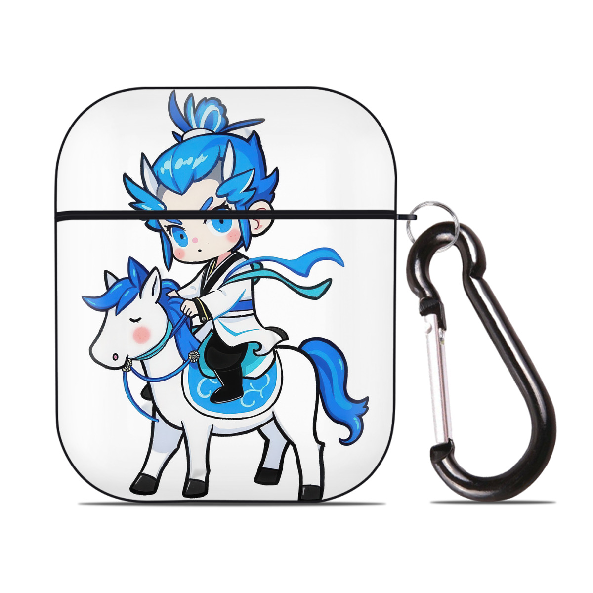 （画像用） Ne Zha 2 ナタ 魔童の大暴れ AirPods 第2世代保護ケース ハードシェル ブラック 耐衝撃・防指紋・カラビナ付き