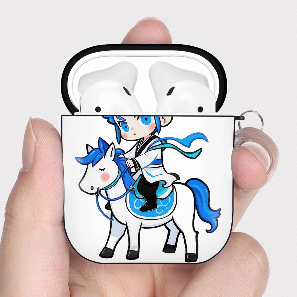 （画像用） Ne Zha 2 ナタ 魔童の大暴れ AirPods 第2世代保護ケース ハードシェル ブラック 耐衝撃・防指紋・カラビナ付き