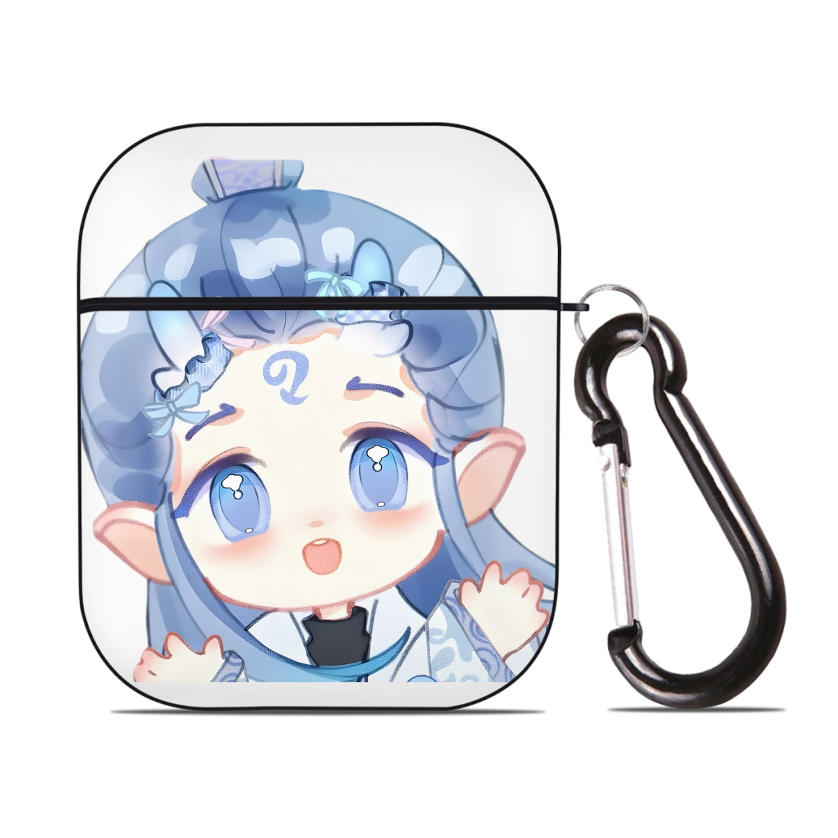 （画像用） Ne Zha 2 ナタ 魔童の大暴れ AirPods 第2世代保護ケース ハードシェル ブラック 耐衝撃・防指紋・カラビナ付き