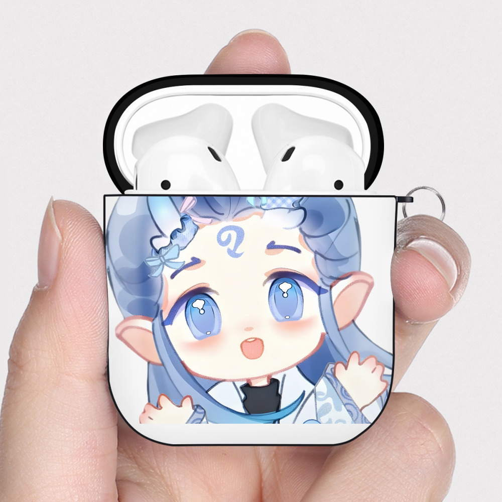 （画像用） Ne Zha 2 ナタ 魔童の大暴れ AirPods 第2世代保護ケース ハードシェル ブラック 耐衝撃・防指紋・カラビナ付き