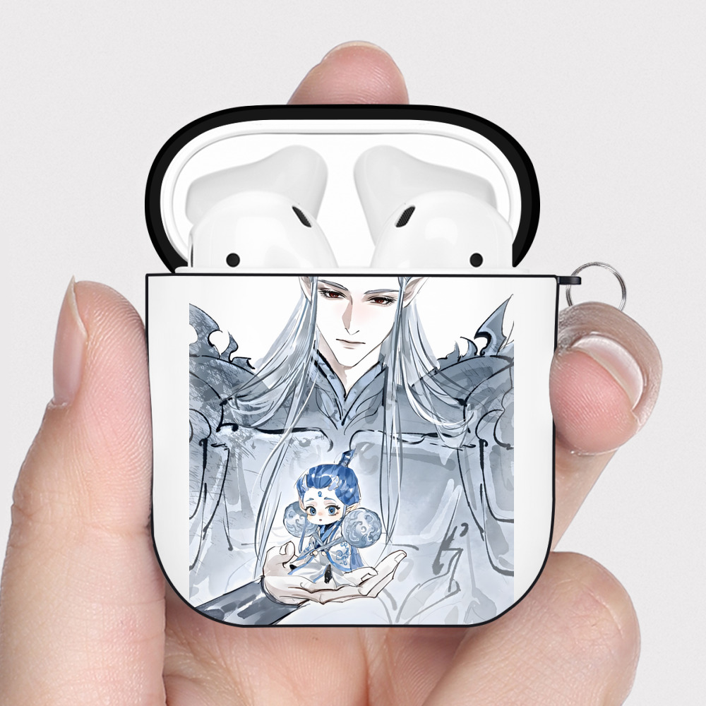 （画像用） Ne Zha 2 ナタ 魔童の大暴れ AirPods 第2世代保護ケース ハードシェル ブラック 耐衝撃・防指紋・カラビナ付き
