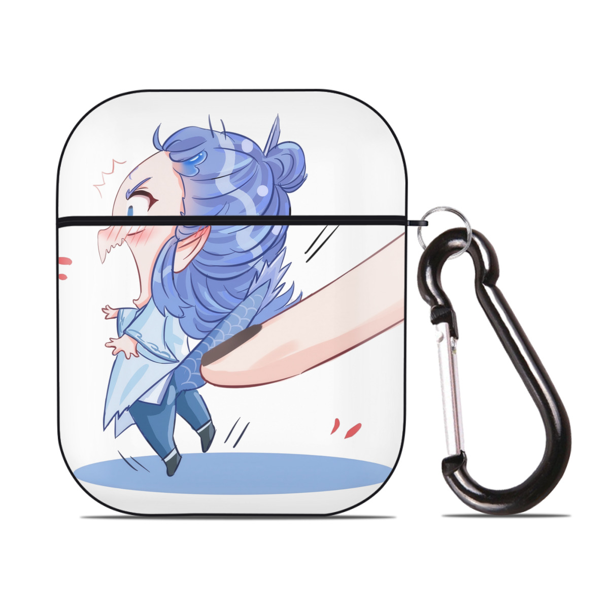 （画像用） Ne Zha 2 ナタ 魔童の大暴れ AirPods 第2世代保護ケース ハードシェル ブラック 耐衝撃・防指紋・カラビナ付き