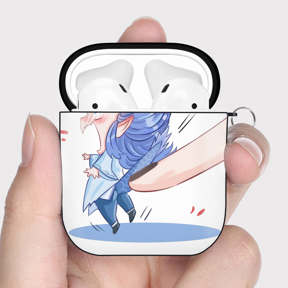 （画像用） Ne Zha 2 ナタ 魔童の大暴れ AirPods 第2世代保護ケース ハードシェル ブラック 耐衝撃・防指紋・カラビナ付き