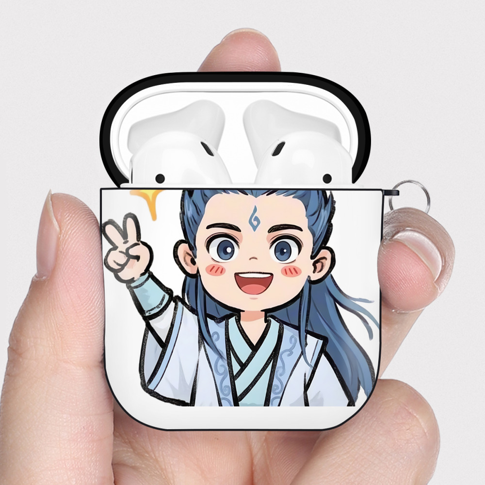 （画像用） Ne Zha 2 ナタ 魔童の大暴れ AirPods 第2世代保護ケース ハードシェル ブラック 耐衝撃・防指紋・カラビナ付き