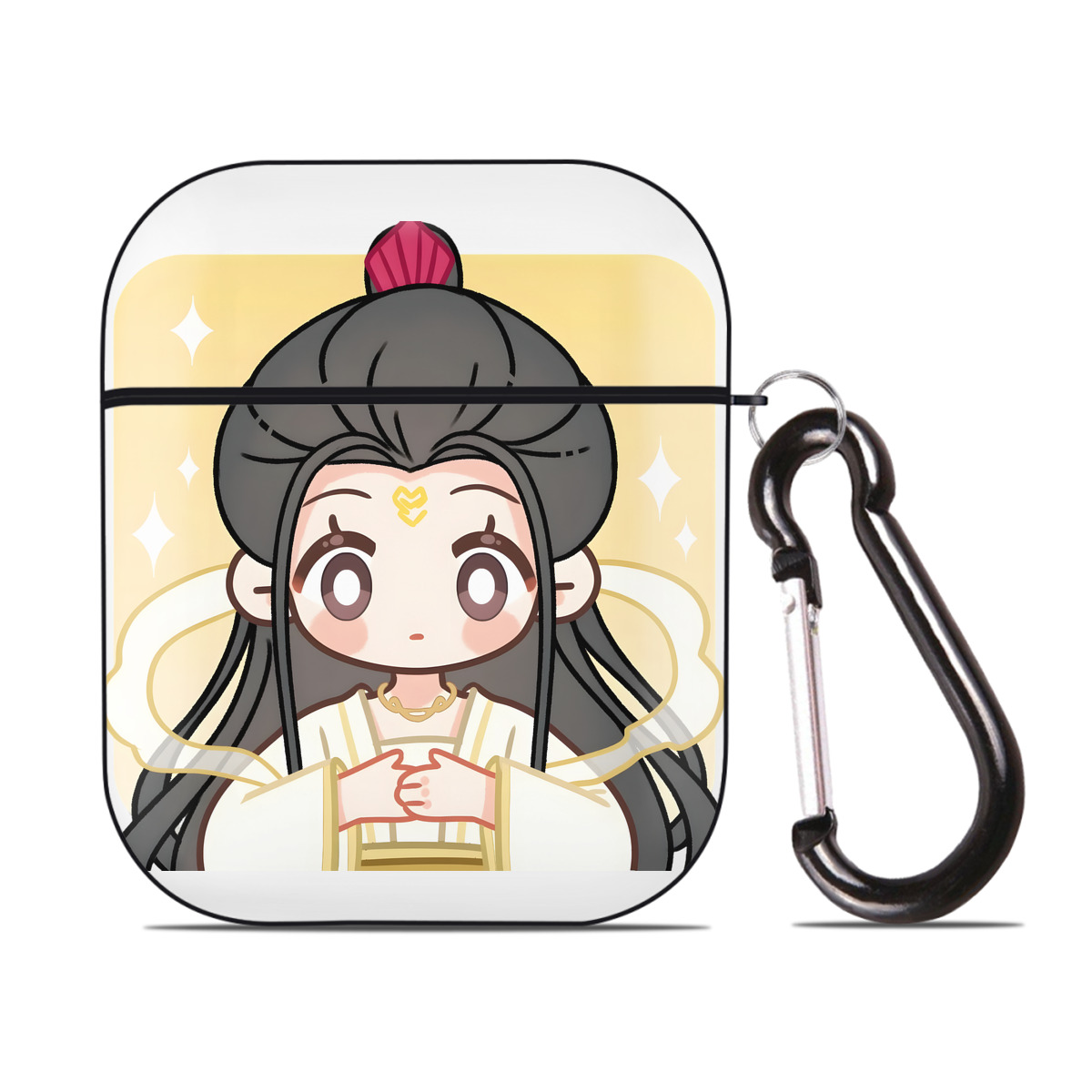 （画像用） Ne Zha 2 ナタ 魔童の大暴れ AirPods 第2世代保護ケース ハードシェル ブラック 耐衝撃・防指紋・カラビナ付き