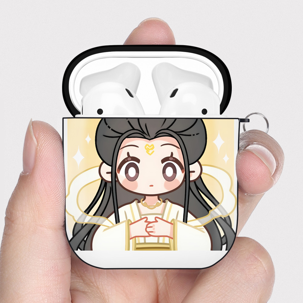 （画像用） Ne Zha 2 ナタ 魔童の大暴れ AirPods 第2世代保護ケース ハードシェル ブラック 耐衝撃・防指紋・カラビナ付き
