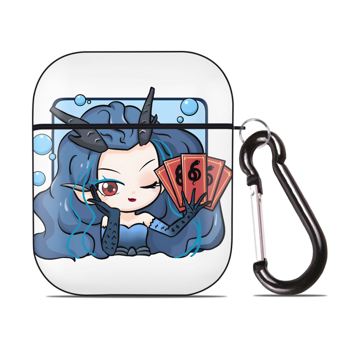 （画像用） Ne Zha 2 ナタ 魔童の大暴れ AirPods 第2世代保護ケース ハードシェル ブラック 耐衝撃・防指紋・カラビナ付き