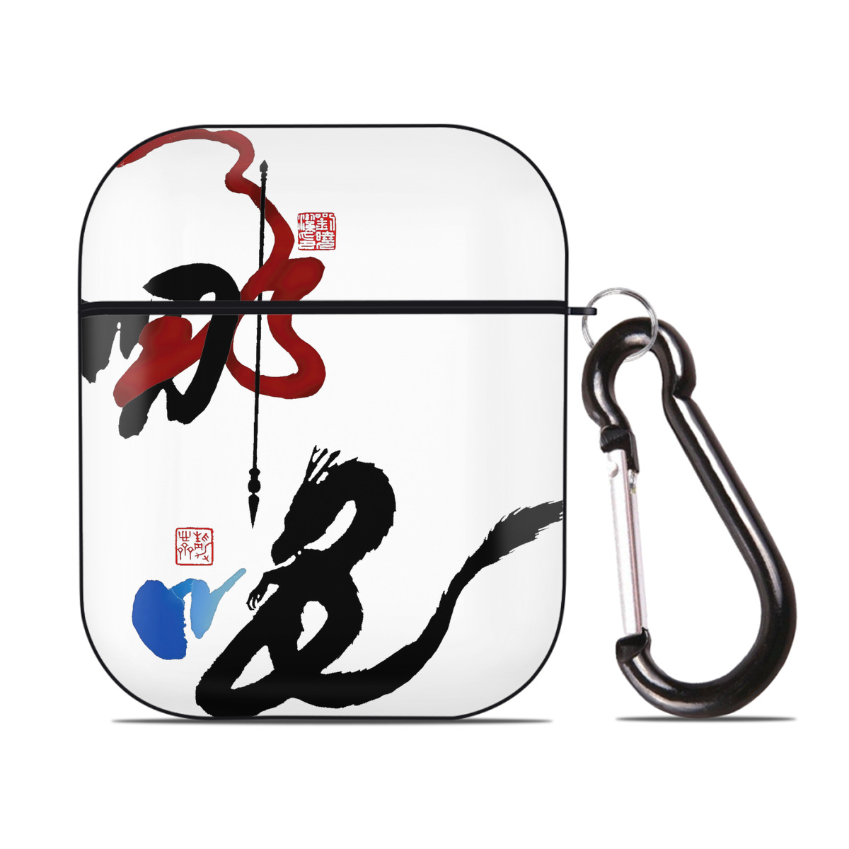 （画像用） Ne Zha 2 ナタ 魔童の大暴れ AirPods 第2世代保護ケース ハードシェル ブラック 耐衝撃・防指紋・カラビナ付き