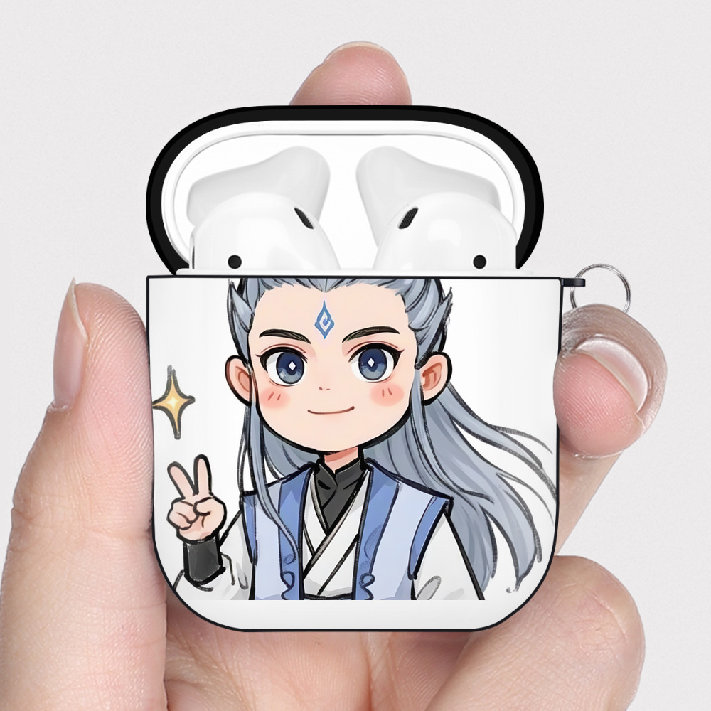 （画像用） Ne Zha 2 ナタ 魔童の大暴れ AirPods 第2世代保護ケース ハードシェル ブラック 耐衝撃・防指紋・カラビナ付き