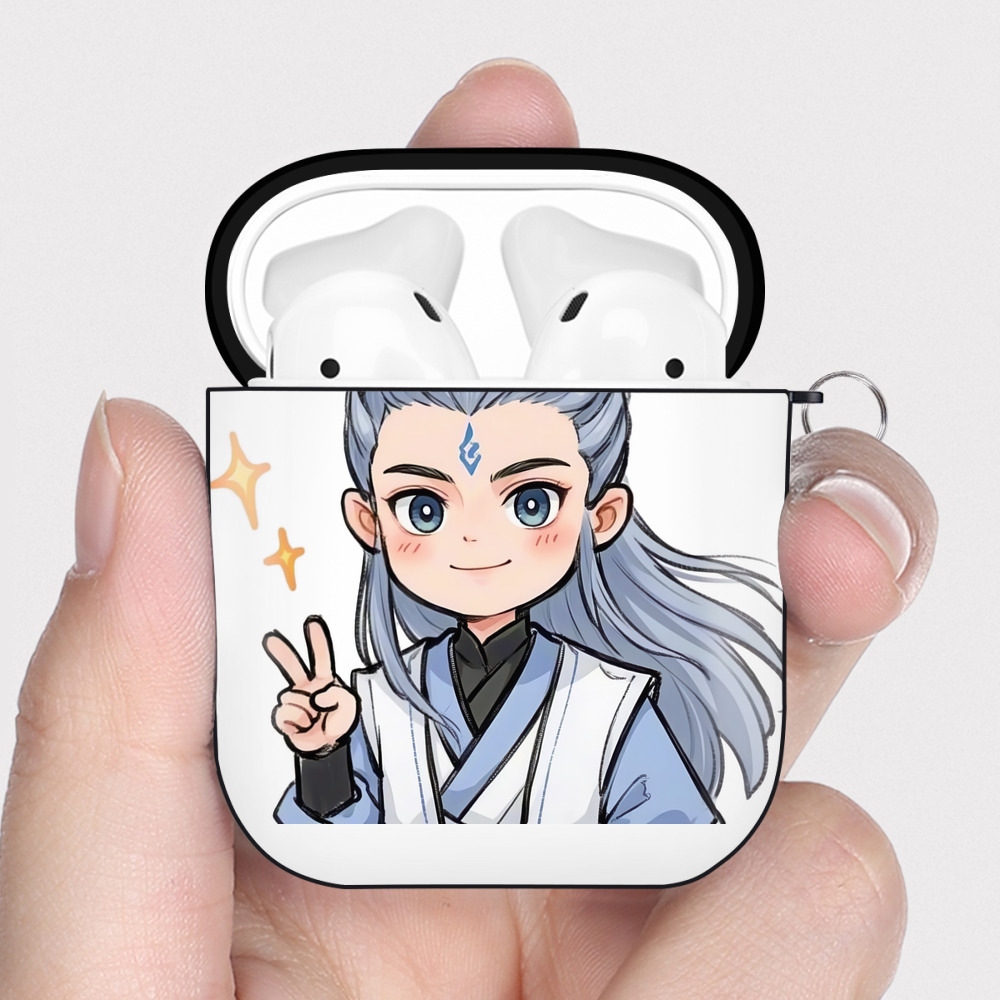 （画像用） Ne Zha 2 ナタ 魔童の大暴れ AirPods 第2世代保護ケース ハードシェル ブラック 耐衝撃・防指紋・カラビナ付き