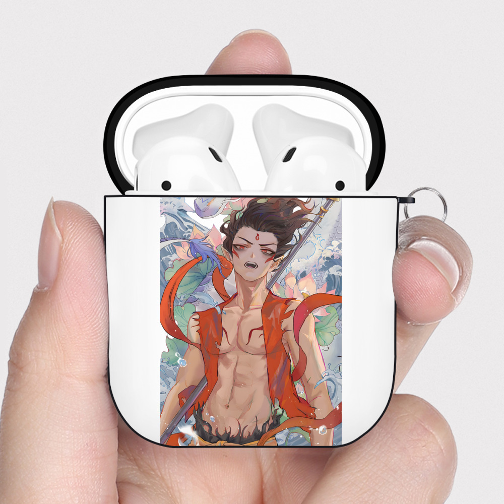 （画像用） Ne Zha 2 ナタ 魔童の大暴れ AirPods 第2世代保護ケース ハードシェル ブラック 耐衝撃・防指紋・カラビナ付き