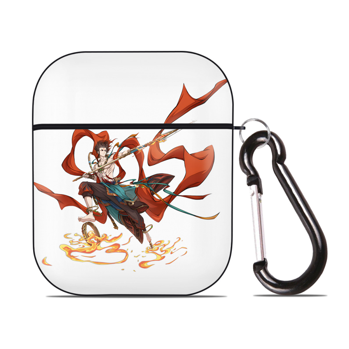（画像用） Ne Zha 2 ナタ 魔童の大暴れ AirPods 第2世代保護ケース ハードシェル ブラック 耐衝撃・防指紋・カラビナ付き