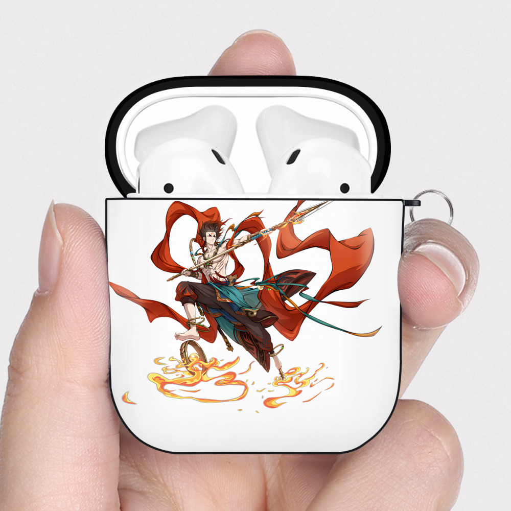 （画像用） Ne Zha 2 ナタ 魔童の大暴れ AirPods 第2世代保護ケース ハードシェル ブラック 耐衝撃・防指紋・カラビナ付き