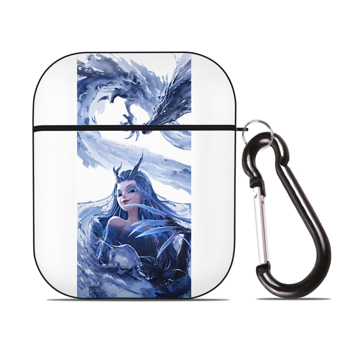 （画像用） Ne Zha 2 ナタ 魔童の大暴れ AirPods 第2世代保護ケース ハードシェル ブラック 耐衝撃・防指紋・カラビナ付き