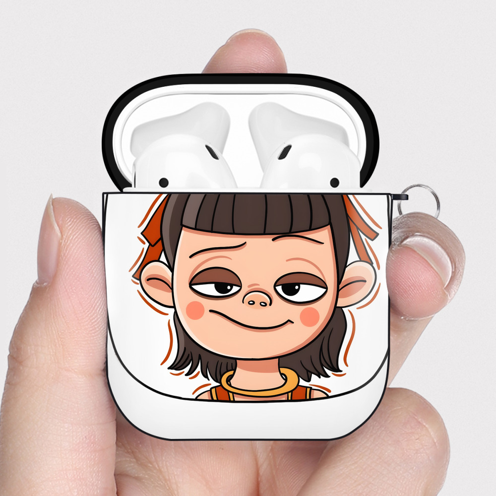 （画像用） Ne Zha 2 ナタ 魔童の大暴れ AirPods 第2世代保護ケース ハードシェル ブラック 耐衝撃・防指紋・カラビナ付き