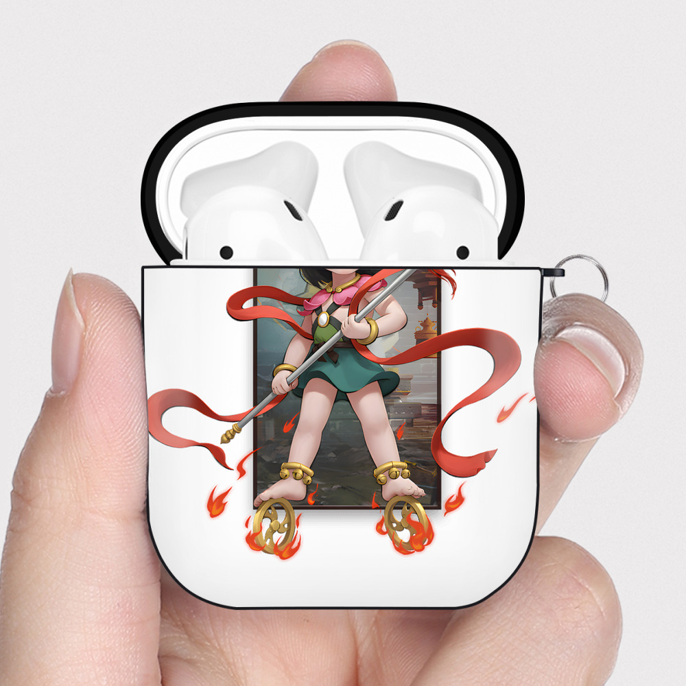 （画像用） Ne Zha 2 ナタ 魔童の大暴れ AirPods 第2世代保護ケース ハードシェル ブラック 耐衝撃・防指紋・カラビナ付き