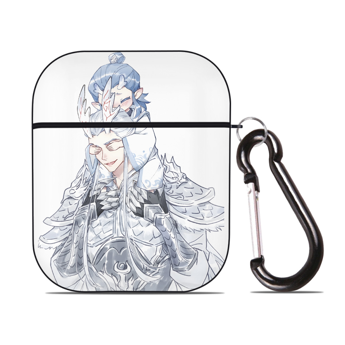（画像用） Ne Zha 2 ナタ 魔童の大暴れ AirPods 第2世代保護ケース ハードシェル ブラック 耐衝撃・防指紋・カラビナ付き