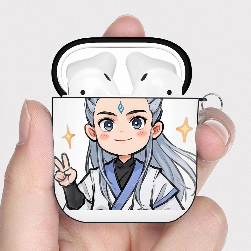 （画像用） Ne Zha 2 ナタ 魔童の大暴れ AirPods 第2世代保護ケース ハードシェル ブラック 耐衝撃・防指紋・カラビナ付き