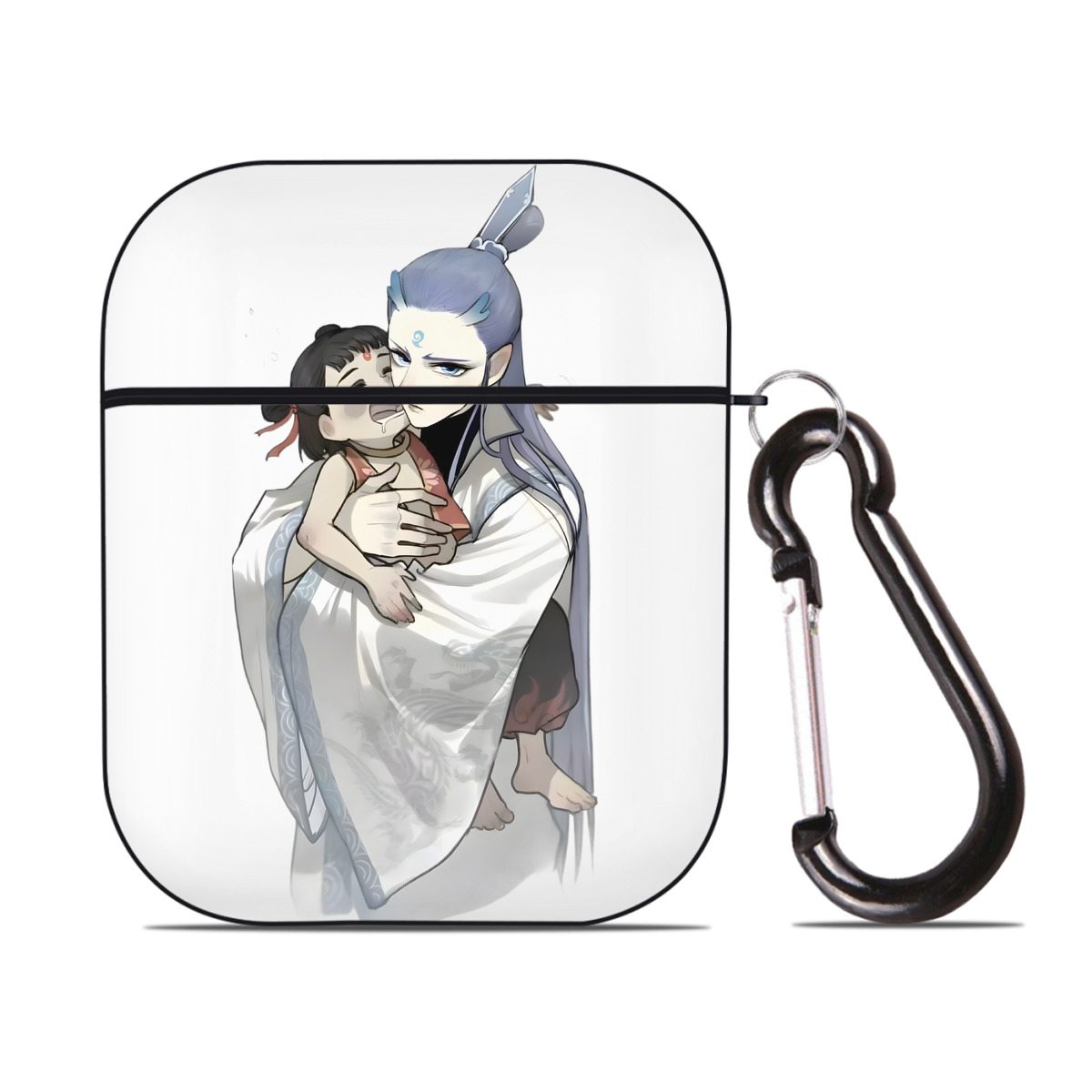 （画像用） Ne Zha 2 ナタ 魔童の大暴れ AirPods 第2世代保護ケース ハードシェル ブラック 耐衝撃・防指紋・カラビナ付き