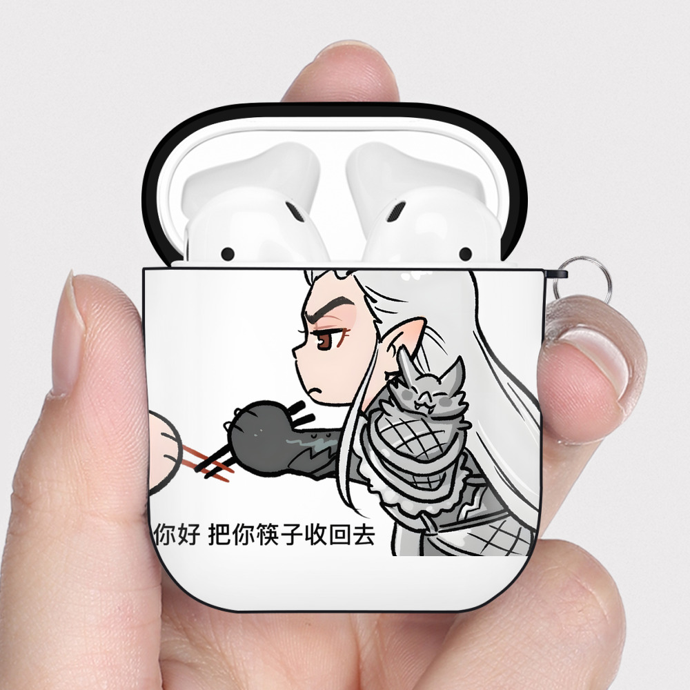 （画像用） Ne Zha 2 ナタ 魔童の大暴れ AirPods 第2世代保護ケース ハードシェル ブラック 耐衝撃・防指紋・カラビナ付き