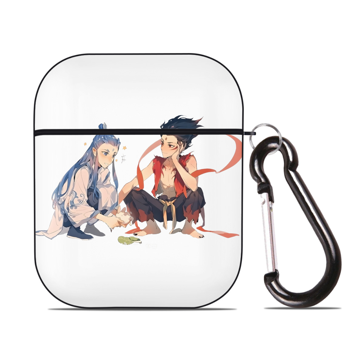 （画像用） Ne Zha 2 ナタ 魔童の大暴れ AirPods 第2世代保護ケース ハードシェル ブラック 耐衝撃・防指紋・カラビナ付き