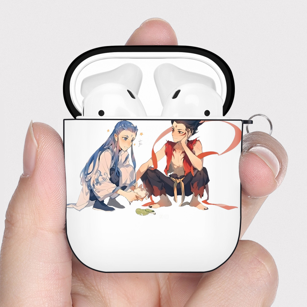 （画像用） Ne Zha 2 ナタ 魔童の大暴れ AirPods 第2世代保護ケース ハードシェル ブラック 耐衝撃・防指紋・カラビナ付き