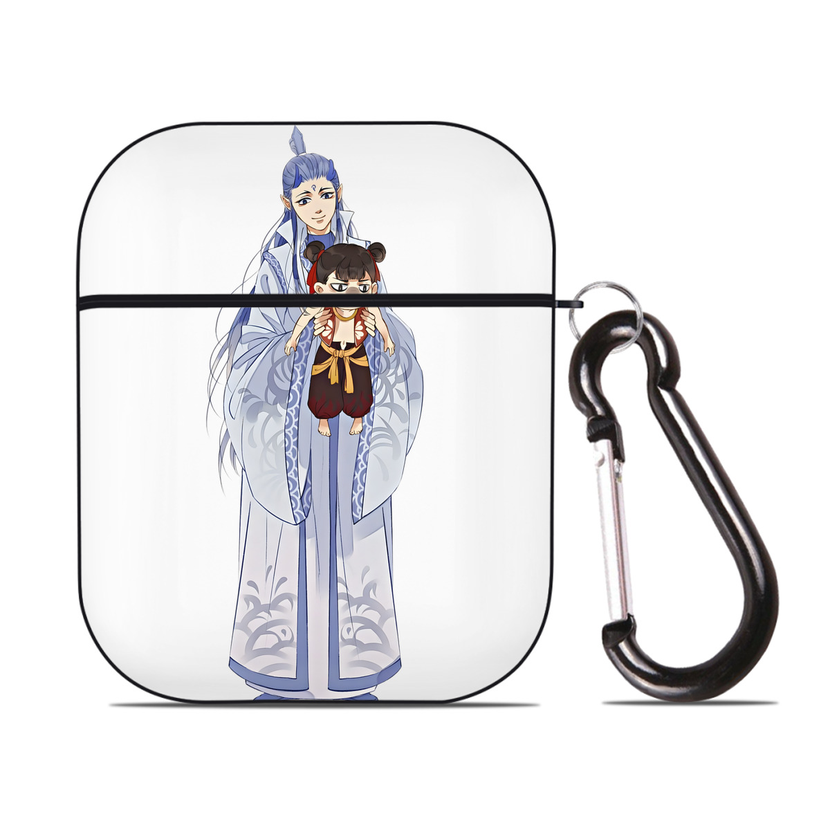 （画像用） Ne Zha 2 ナタ 魔童の大暴れ AirPods 第2世代保護ケース ハードシェル ブラック 耐衝撃・防指紋・カラビナ付き