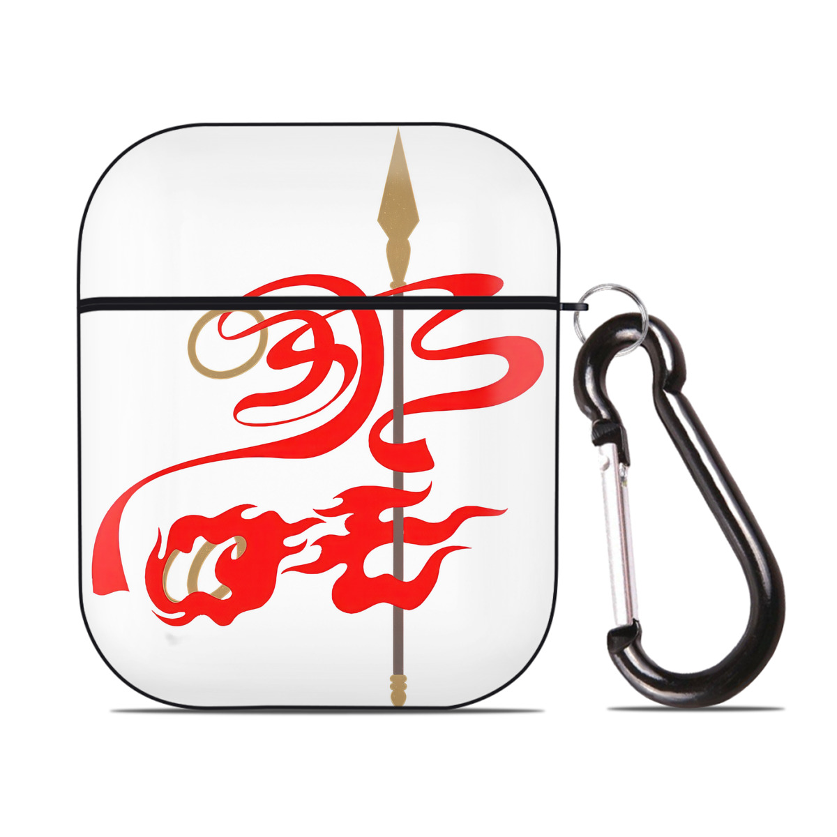 （画像用） Ne Zha 2 ナタ 魔童の大暴れ AirPods 第2世代保護ケース ハードシェル ブラック 耐衝撃・防指紋・カラビナ付き