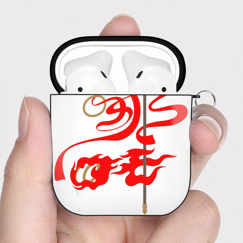 （画像用） Ne Zha 2 ナタ 魔童の大暴れ AirPods 第2世代保護ケース ハードシェル ブラック 耐衝撃・防指紋・カラビナ付き