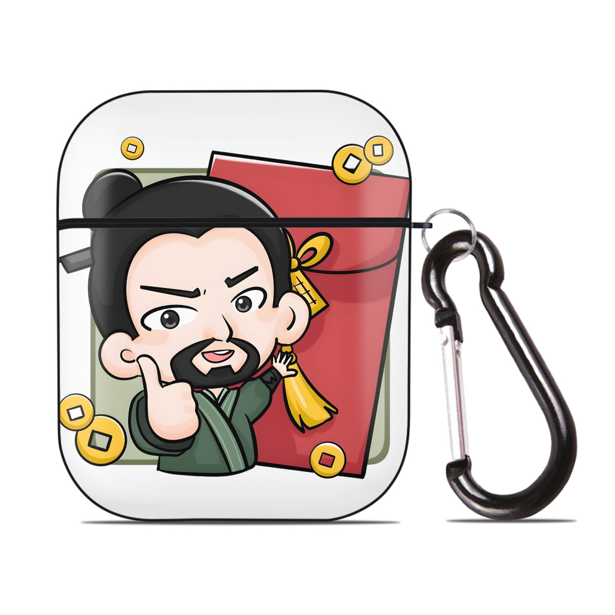 （画像用） Ne Zha 2 ナタ 魔童の大暴れ AirPods 第2世代保護ケース ハードシェル ブラック 耐衝撃・防指紋・カラビナ付き
