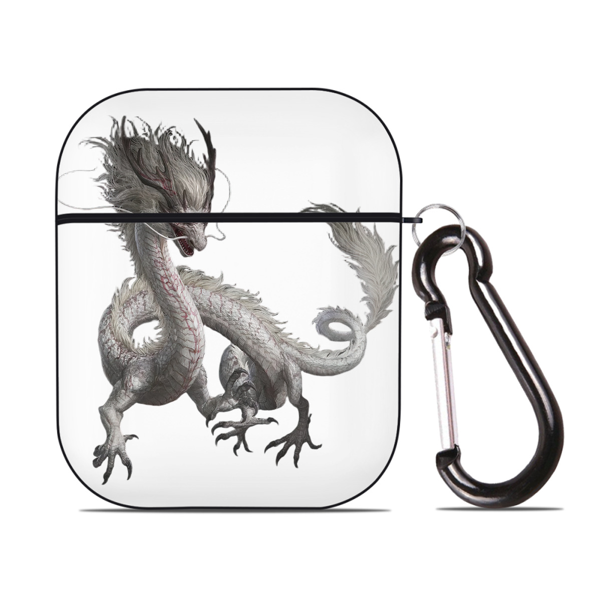 （画像用） Ne Zha 2 ナタ 魔童の大暴れ AirPods 第2世代保護ケース ハードシェル ブラック 耐衝撃・防指紋・カラビナ付き