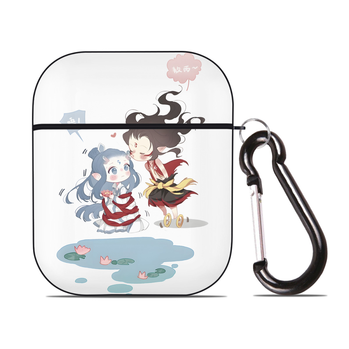 （画像用） Ne Zha 2 ナタ 魔童の大暴れ AirPods 第2世代保護ケース ハードシェル ブラック 耐衝撃・防指紋・カラビナ付き