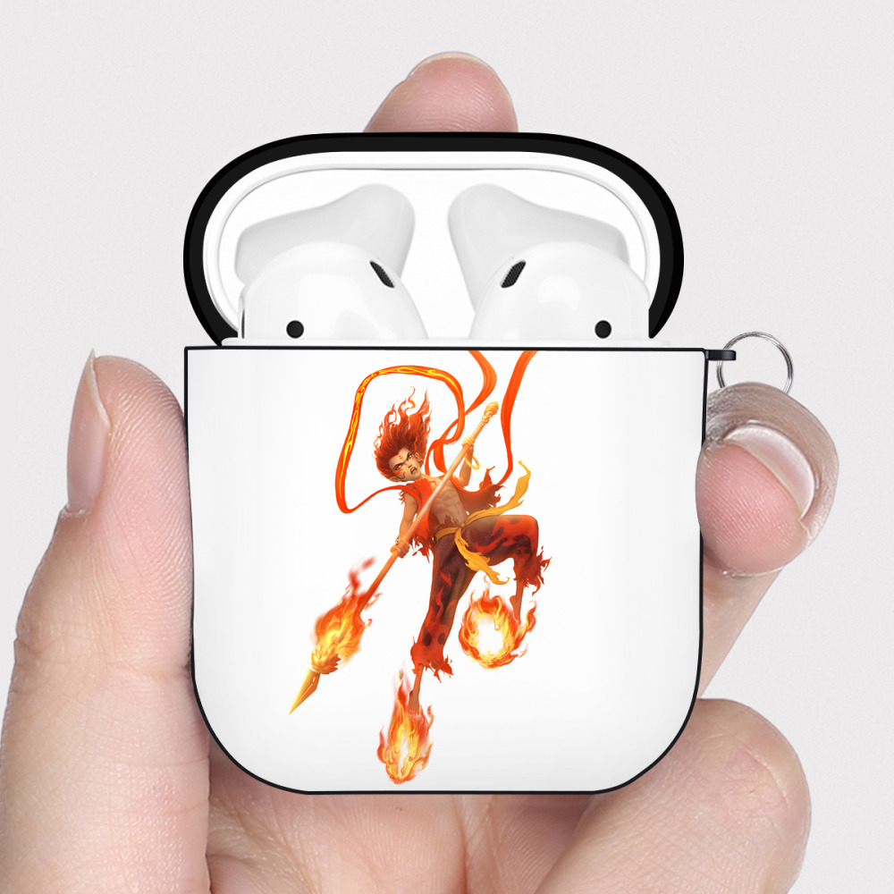 （画像用） Ne Zha 2 ナタ 魔童の大暴れ AirPods 第2世代保護ケース ハードシェル ブラック 耐衝撃・防指紋・カラビナ付き